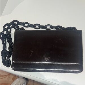 Prada Leather Bag with Modern Chain Detail With Certificate